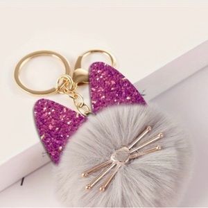 Pom Pom Cat Bag Charm/Keychain